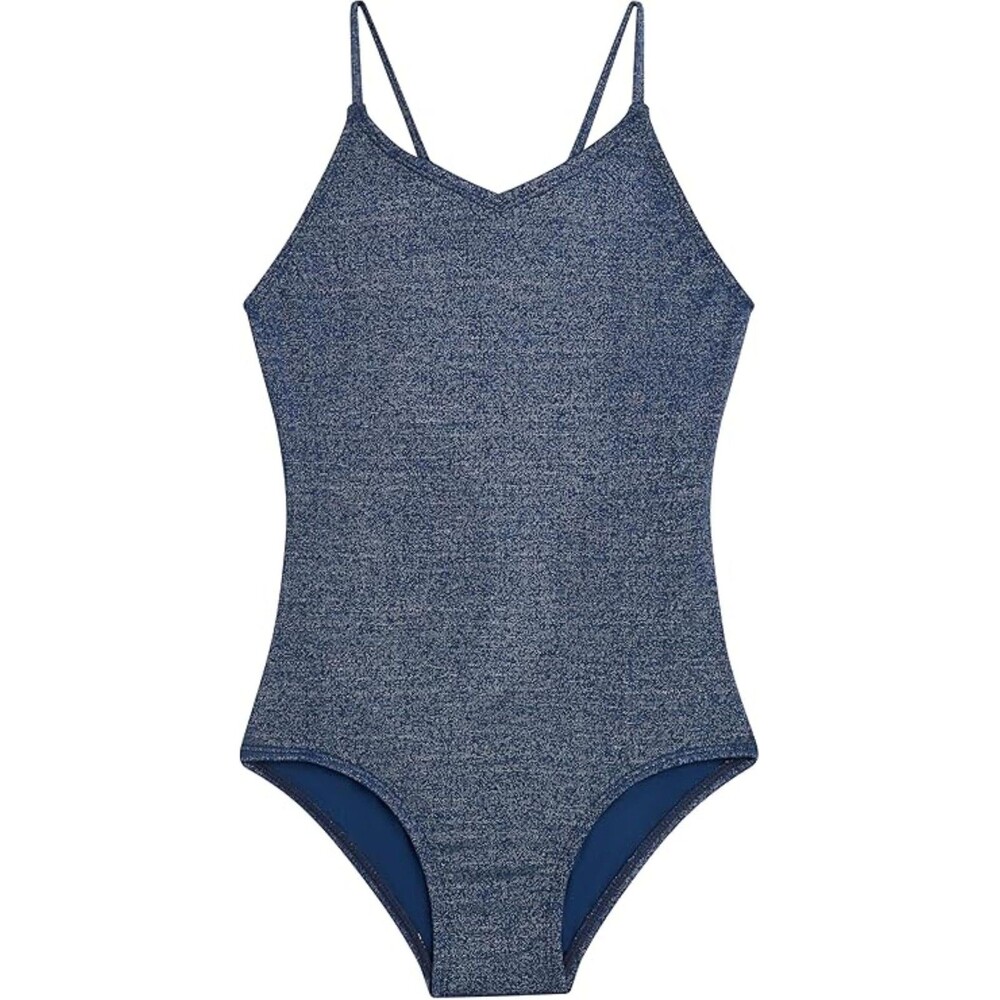 Kanu Surf Girls Sparkle Solid V-Neck One Piece Swimsuit Navy Blue Size 4 NWT